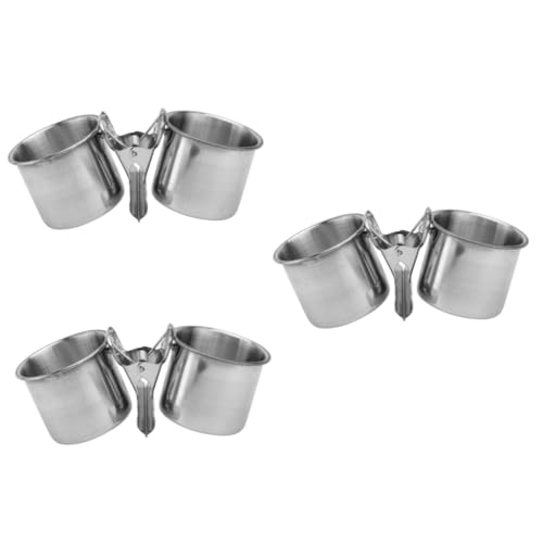 BCOATH 3 Stücke Papagei Feeder Mit Clip Doppel Edelstahl Schüssel Für Vogel Lebensmittel Und Wasser Käfig Zubehör von BCOATH