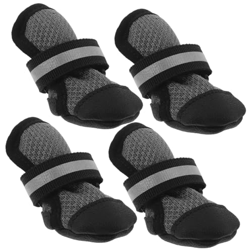 BCOATH 4 Stück Atmungsaktive Haustier Hundeschuhe mit Rutschfester Sohle und Elastischem Riemen Pflegeleicht Sicherer Sitz Geeignet für Mittlere Hunde für Outdoor aktivitäten im Sommer von BCOATH