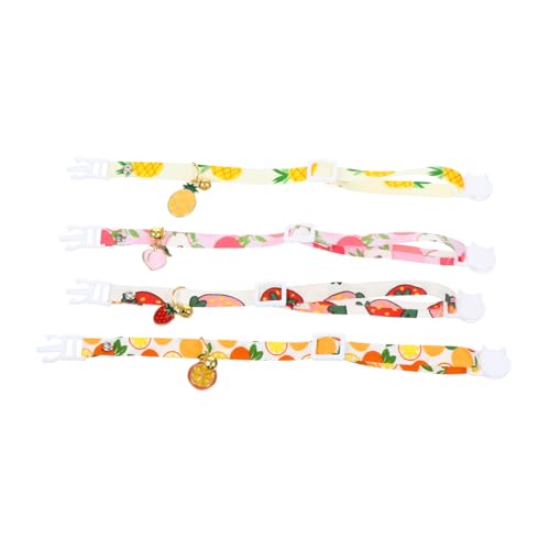 BCOATH 4 Stück Fruchtglocken-Halsband Katzenhalsband Mit Fruchtdesign Kleines Katzenhalsband Katzenkostüm Mit Glocke Katzenbandana Mit Glocke Ausreißer Mit Glocke Baumwolle Polyester von BCOATH