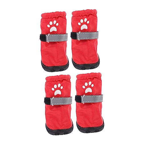 BCOATH 4 Stück Regenstiefel Für Haustiere Pfotenschutzstiefel Für Hunde Hundeschuhe Winter Hundeschuhe Für Verletzte Pfoten Wanderschuhe Für Haustiere Welpen Mittlerer Hund Polyester von BCOATH