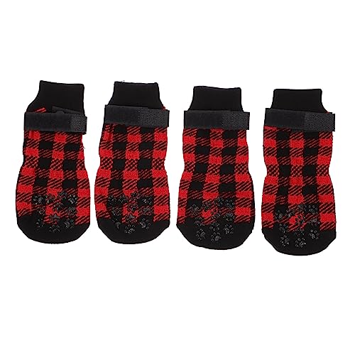 BCOATH 4stücke Weihnachts- Haustiersocken rutschfeste Warme Socken Für Hunde Pflegeleichte Pfotenschutz-socken Baumwolle Für Kleine Haustiere von BCOATH