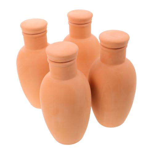 BCOATH 4 Stück Terrakotta Selbstbewässerungs Spikes Set Natürlich Atmungsaktiv Selbstbewässerndes Bewässerungssystem für Indoor und Outdoor Pflanzen Platzsparend für Balkon und von BCOATH