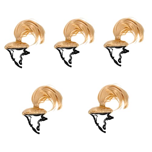 BCOATH 5 Stück Zubehör Hut Verstellbar Festivals Welpe Blond Golden Party Entzückend Perücke Kostüm Urlaub Hund – Requisite Kleidung Styling Locken Partys Dekoration Kopfschmuck Perücken von BCOATH
