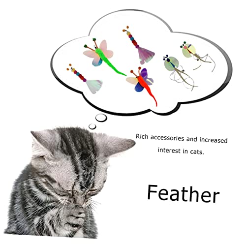 BCOATH 6 Stück Teiliges Katzenspielzeug Ersatzköpfe aus Langlebigem und Glitzer Interaktives Katzenangel Zubehör für Spielerische Katzen und Robust für Stundenlangen Spielspaß von BCOATH