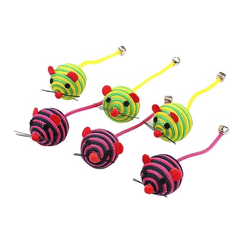 6er-pack Spielzeug-glocken-verzierte Baumwollfaden-mäuse Für Katzen Zum Spielen Und Kratzen 6er-pack Spielzeug-glocken-verzierte Baumwollfaden-mäuse Für Katzen Zum Spielen Und Kratzen von BCOATH