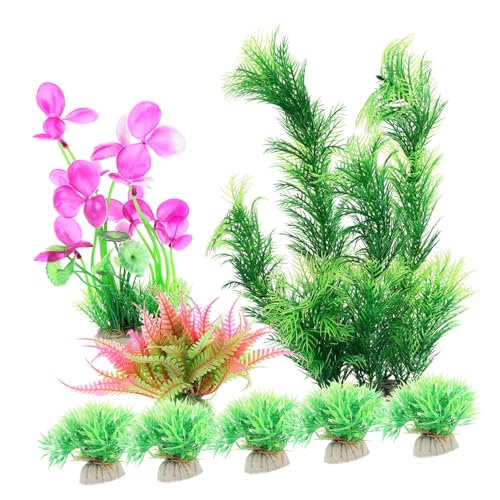 BCOATH Dekorative Pflanzen Für Aquarien 7-teiliges Künstliches Aquarium- -Set Realistische Kunststoffpflanzen Für Sichere Aquarien von BCOATH