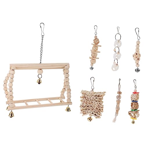 BCOATH 7 Teiliges Vogelspielzeug Set Aus Und Seil Hängende Glocken Schaukeln Und Kau Spielzeuge Für Papageien Und Vögel Im Käfig Ideal Zum Kauen Und BCOATH 7 Teiliges Vogelspielzeug Set Aus Und Seil Hängende Glocken Schaukeln Und Kau Spielzeuge Für Papageien Und Vögel Im Käfig Ideal Zum Kauen Und von BCOATH