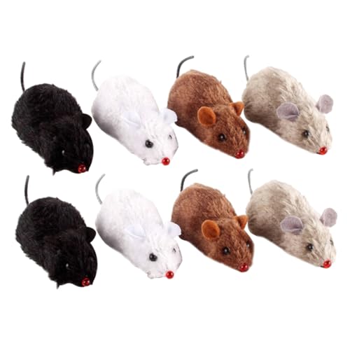 BCOATH 8 Stück Teiliges Katzenspielzeug mit Aufziehmaus Lebensechte Plüschmaus Modell Batteriefrei Langlebig Interaktives Wind up zur Beschäftigung von Katzen Zufällige Zufällige Farbe von BCOATH