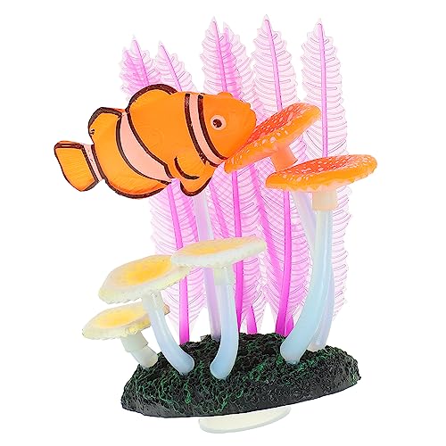BCOATH Grüne Pflanzen Im Aquarium Leuchtende Aquariumdekorationen Aquarium-meerespflanzen Kunstkorallendekor Gefälschte Korallenpflanze Korallenfiguren Künstlich Kleine Koralle Kieselgel von BCOATH