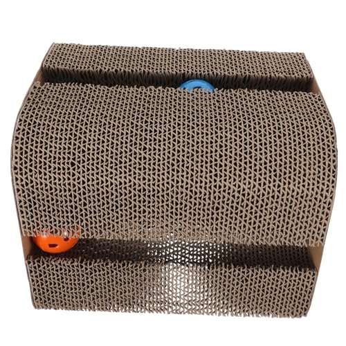 BCOATH Kratzbrett Für Katzen Mit Spielball Standfestes Praktisches Kratzspielzeug Aus Wellpappe Für Wohnungskatzen Zur Krallenpflege Und Möbel-Schutz von BCOATH