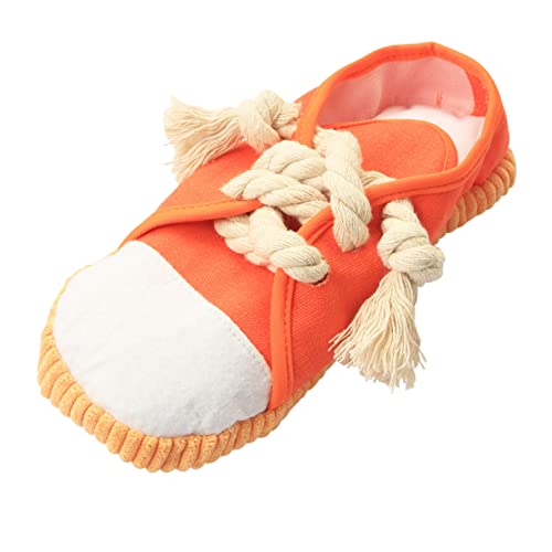BCOATH Pet Slipper Spielzeug Für Hunde Mit Geräuschfunktion Interaktives Kauspielzeug Für Fördert Zahnpflege Und Langeweile Süßes Orangefarbenes Design von BCOATH