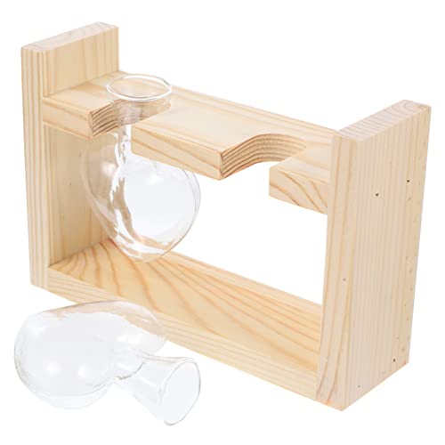 BCOATH Hydroponische Glaskolbenvase Mit Holzständer Pflanzenhalter Für Zimmerpflanzen Dekoration von BCOATH