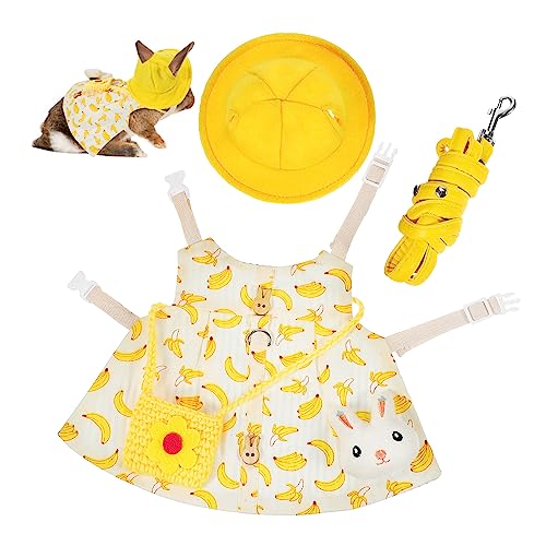 BCOATH Kleintier-Outfit Set Mit Süßem Bananenmuster Geschirr Leine Mini-Hut Tasche Und Kaninchen-anstecker Für Meerschweinchen Hamster Frettchen Und Andere Kleine Haustiere Verstellbar BCOATH Kleintier-Outfit Set Mit Süßem Bananenmuster Geschirr Leine Mini-Hut Tasche Und Kaninchen-anstecker Für Meerschweinchen Hamster Frettchen Und Andere Kleine Haustiere Verstellbar von BCOATH