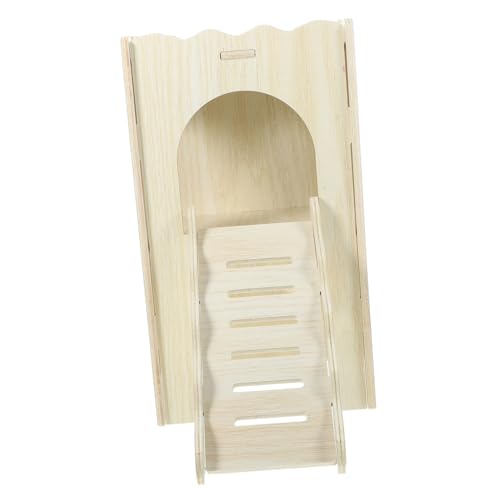 BCOATH Mehrkammer Holzversteck für Hamster und Kleintiere Robustes Mehrzweck Haustierhaus aus Naturholz Sicheres Versteck Spielplatz und Rückzugsort Geeignet für Hamsterkäfig und Gehege von BCOATH