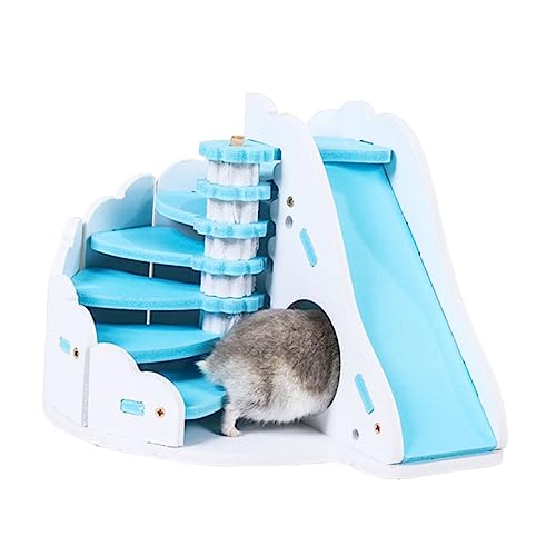 BCOATH Hamsterhaus aus Holz mit runder Rutsche Nest für Haustiere blau sicher und stabil zum Spielen und Ausruhen BCOATH Hamsterhaus aus Holz mit runder Rutsche Nest für Haustiere blau sicher und stabil zum Spielen und Ausruhen von BCOATH