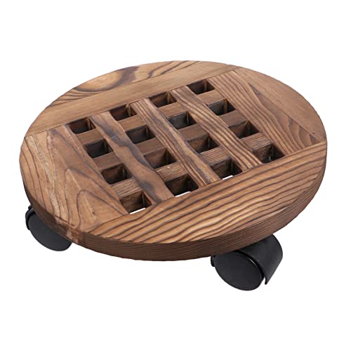 BCOATH Pflanzenroller Blumenuntersetzer Mit Universalrädern Stabiler Runder Holzuntersetzer Für Blumentöpfe Ideal Für Drinnen Und Draußen Praktischer Blumentopf Mover Für von BCOATH