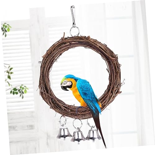BCOATH Stehende Papageienschaukel aus Rattan mit Süßes Papageienspielzeug für Hängering für Vogelkäfige für Wellensittiche BCOATH Stehende Papageienschaukel aus Rattan mit Süßes Papageienspielzeug für Hängering für Vogelkäfige für Wellensittiche von BCOATH
