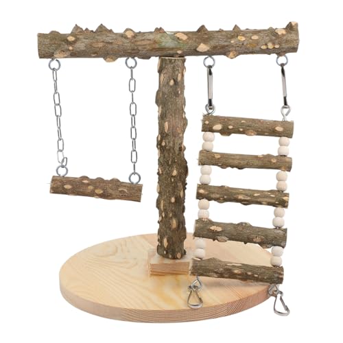 BCOATH Vogel Spielstand Holz Kletterleiter Papagei Spielplatz Mehrschichtig für Wellensittiche Nymphensittiche und Kleine Vögel Balancefördernd Tischstand für Interaktive Haustierhaltung von BCOATH