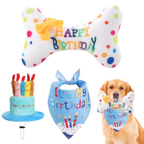 Hunde Geburtstag Kuchen, Geburtstag Hund Knochen-Plüschtier,Hund Kuchen Knorpel, Weich und Quietschend, Enthalten Geburtstagshut Hunde und Halstuch Hunde Geburtstag Kuchen, Geburtstag Hund Knochen-Plüschtier,Hund Kuchen Knorpel, Weich und Quietschend, Enthalten Geburtstagshut Hunde und Halstuch von BCYSNR