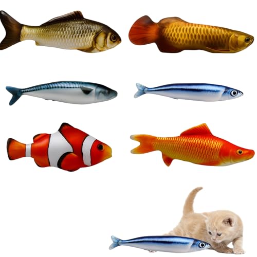 BDBFPAN 6 Stück Katzenminze Spielzeug,Katzenspielzeug Fisch,Katzenspielzeug Fisch Zappelt, Ideal Für Indoor Spiel Und Zahnpflege, Weiches Mate von BDBFPAN
