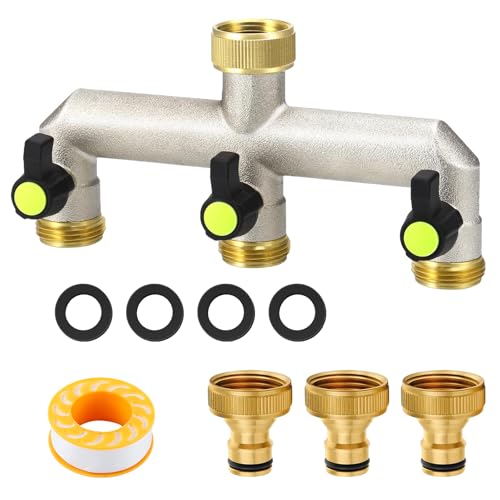 BDHYYM 3-Wege Wasserverteiler, Wasserhahn aus Messing 3 Wege Verteiler Wasser 3/4 Adapter mit Kugelhahn für Haus Hof Einstellen und Absperren des Wasserhahn flusses bewässerungssystem BDHYYM 3-Wege Wasserverteiler, Wasserhahn aus Messing 3 Wege Verteiler Wasser 3/4 Adapter mit Kugelhahn für Haus Hof Einstellen und Absperren des Wasserhahn flusses bewässerungssystem von BDHYYM