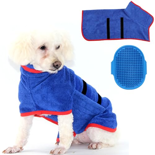 BDSHUNBF Hundebademantel aus Mikrofaser, Bademantel Hund Extra SaugfäHig, Bademantel Für Hunde mit Klettverschluss, Super Saugfähig und Schnell Trocknend, Hunde Bademantel für Kleine Hunde(XS, Blau) BDSHUNBF Hundebademantel aus Mikrofaser, Bademantel Hund Extra SaugfäHig, Bademantel Für Hunde mit Klettverschluss, Super Saugfähig und Schnell Trocknend, Hunde Bademantel für Kleine Hunde(XS, Blau) von BDSHUNBF