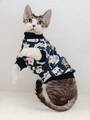 1 x süße Katzenkleidung, weiche Baumwolle, Kätzchen, Marineblau, Größe XL von BDSTT