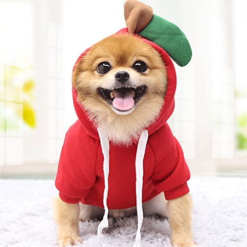 Hunde Hoodie, bequemes Hundepullover Outfit süße und attraktive Hundebekleidung, Weihnachtsanzug für kleine/mittlere Hunde und Katzen (Apfel,L (Büste: 53cm)) von BDSX