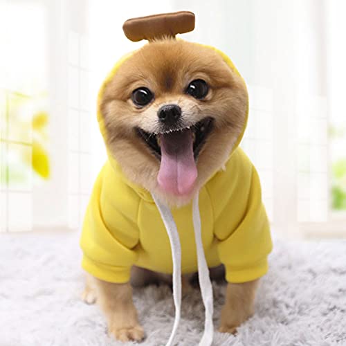 Hunde Hoodie, bequemes Hundepullover Outfit süße und attraktive Hundebekleidung, Weihnachtsanzug für kleine/mittlere Hunde und Katzen (Banane,L (Büste: 53cm)) von BDSX
