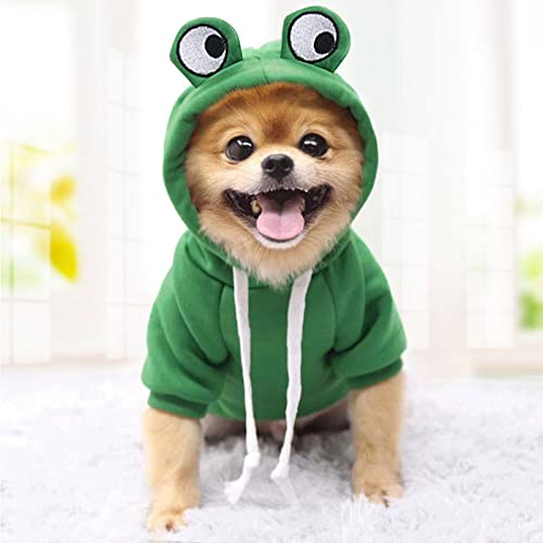 Hunde Hoodie, bequemes Hundepullover Outfit süße und attraktive Hundebekleidung, Weihnachtsanzug für kleine/mittlere Hunde und Katzen (Frosch,L (Büste: 53cm)) von BDSX