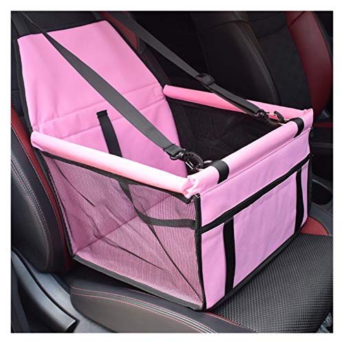 Autositz für Hunde Doppelt Dickes Reisen zubehör mesh hängende Taschen Falten Haustier liefert wasserdichte Hund Matte Decke Sicherheit Haustier Auto Sitz Tasche (Color : Pink, Size : 40x32x24cm) von BDXMKS