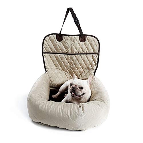 Autositz für Hunde Hund Autositz Bett Reise Hund Autositze for kleine mittelgroße Hunde Vordere Rückseite Sitz innen/Auto Verwenden Sie Haustier Auto Träger Bettbezug (Color : Beige, Size : L) von BDXMKS