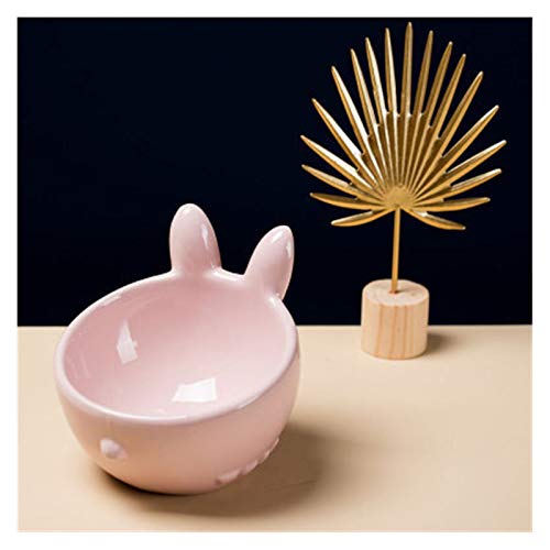 Katzennapf aus Keramik Cat Pet Bowl Keramiknapf Futternapf Anti-Kipp-Tier-Serie Pet Keramiknapf Oblique Designschutz Halswirbelsäule (Color : Bunny pink) von BDXMKS