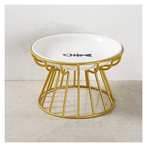 Katzennapf aus Keramik Fashion High-End-Pet Bowl Verschiedene Cartoon Paw Muster Edelstahl Regal Keramiknapf Fütterung for Hund und Katze Haustier-Zufuhr (Color : Gold Fish) von BDXMKS