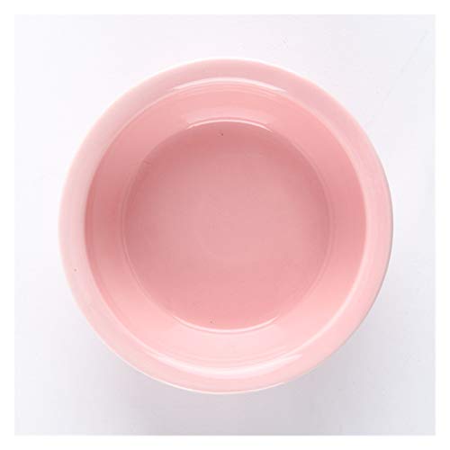 Katzennapf aus Keramik Keramik Welpen-Katze-Hund Haustier Einzel- und Doppel Futternapf for Essen und Trinken mit Holzrahmen Haustiere Zubehör Geschirr Feeding (Color : Pink Bowl) von BDXMKS