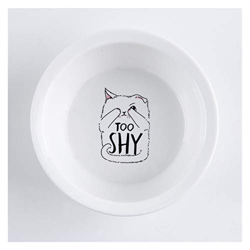 Katzennapf aus Keramik Keramik Welpen-Katze-Hund Haustier Einzel- und Doppel Futternapf for Essen und Trinken mit Holzrahmen Haustiere Zubehör Geschirr Feeding (Color : Shy cat) von BDXMKS