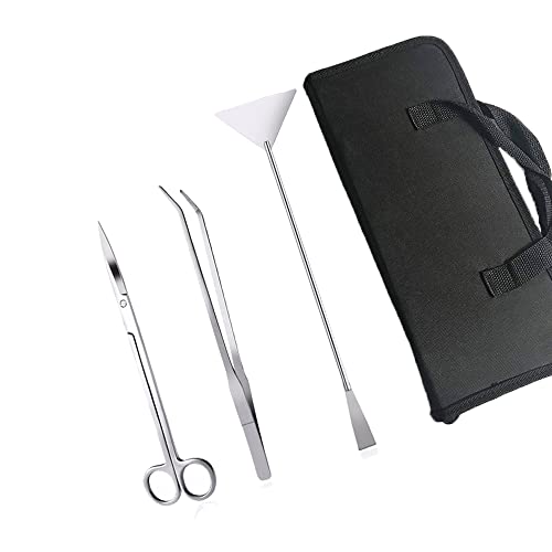 Aquarium Werkzeugset Aquascaping Tool Set Lang Pinzette Schere Kiesspatel Spatel Edelstahl mit Lagerung Tasche für Anfänger Aquarist Maintenance Pflanzenpflege, 3er Pack (Helles Silber) von BE-TOOL