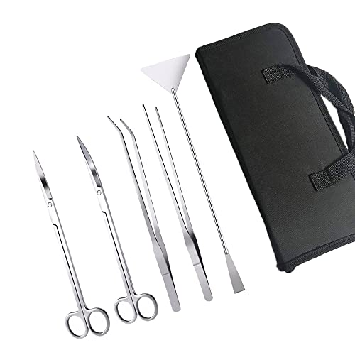 Aquarium Werkzeugset Aquascaping Tool Set Lang Pinzette Schere Kiesspatel Spatel Edelstahl mit Lagerung Tasche für Anfänger Aquarist Maintenance Pflanzenpflege, 5er Pack (Helles Silber) von BE-TOOL