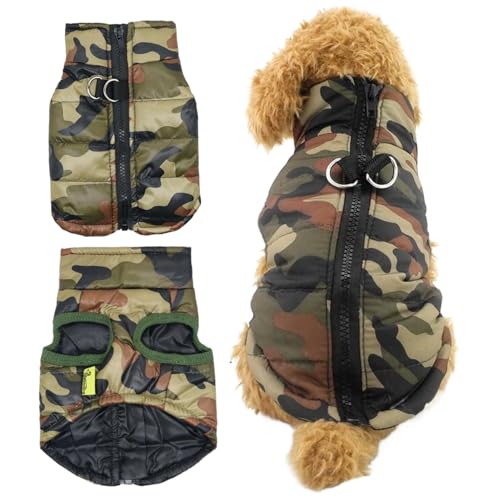 BEAHING Hundeweste, Camo Hundeweste mit Leinenhaken warm und gemütlich Tarnhunde Weste mit Reißverschluss leicht an und abziehen wasserdichte kleine Hundelemant für den Winter für 0,5-1,5 kg Hund BEAHING Hundeweste, Camo Hundeweste mit Leinenhaken warm und gemütlich Tarnhunde Weste mit Reißverschluss leicht an und abziehen wasserdichte kleine Hundelemant für den Winter für 0,5-1,5 kg Hund von BEAHING