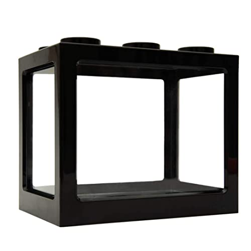 BEAHING Mini-Aquarium, stapelbarer Acryl-Fischtank für Büro, Tee-Dekor, Fischschalen, Schwarzer, dekorativer Fischtank von BEAHING