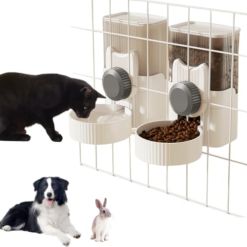 Hängende automatische Haustier -Feeder und Wasserspender 1L Großkapazität Kleiner Tierfutterspender Käfigzubehör für Hundekatze Kaninchen, Hundefutterspender von BEAHING