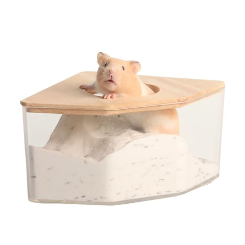 Hamster Sandbadbehälter 5.91X5.91X3.15 Zoll Hamster Toilettenbox Kleines Bad für syrische Rennmäuse Zwerg Meerschweinchen Ratten Mäuse, Hamster Toilette von BEAHING