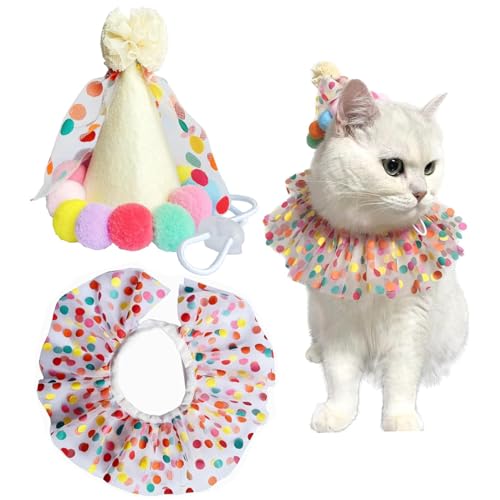 Pet Birthday Hat Schal Set, Pet Birthday Hut und Polka Dot Spitze Laborkragen, Süßigkeiten Colored wiederverwendbares Welpe Katze Kopfschmuck Hut Kostüm Party Dekoration Accessoires, Hundeparty Hut Pet Birthday Hat Schal Set, Pet Birthday Hut und Polka Dot Spitze Laborkragen, Süßigkeiten Colored wiederverwendbares Welpe Katze Kopfschmuck Hut Kostüm Party Dekoration Accessoires, Hundeparty Hut von BEAHING