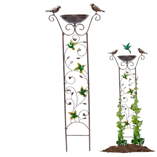 Vogelbad mit Garten Gitter 2-in-1 Metall Vogel Wasserfuttermittel abnehmbar freistehende Vogelwasserspender Retro Stehbar Vogelfuttermittel für Gartendosen im Freien Hummingbird Vogelfutterständer Vogelbad mit Garten Gitter 2-in-1 Metall Vogel Wasserfuttermittel abnehmbar freistehende Vogelwasserspender Retro Stehbar Vogelfuttermittel für Gartendosen im Freien Hummingbird Vogelfutterständer von BEAHING