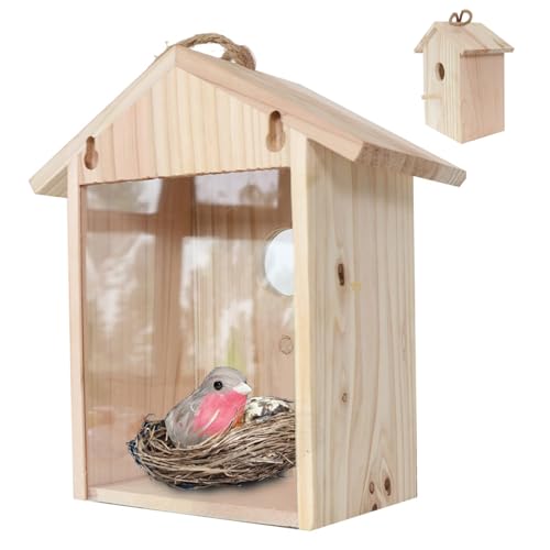 Vogelnest, Vogelhaus mit visuellem Fenster 2pcs hausförmiges Holznest mit Barsch, Runde Tür, nach Fenster hängen, Balkon Vogelnest, Vogelhaus mit visuellem Fenster 2pcs hausförmiges Holznest mit Barsch, Runde Tür, nach Fenster hängen, Balkon von BEAHING