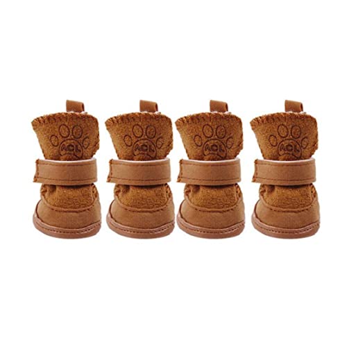 BEAHING Wasser & Holzbraun Haken Verschlussstiefel Haustierhund Chihuahua Schuhe Stiefel 2 Paar s, von BEAHING