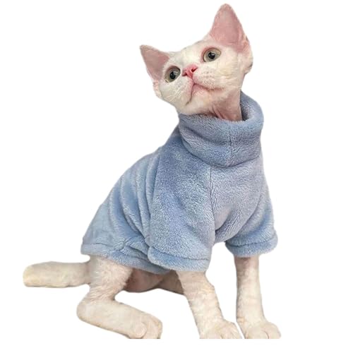 BEALIFE Bleiben Sie stilvoll und bequem mit Kleidung für haarlose Katzen – hergestellt aus flauschigem Flanell für EIN gemütliches, bequemes und weiches Gefühl, Blau, L von BEALIFE