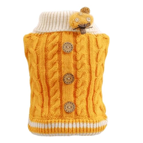 BEALIFE Gestrickte warme Winter Hundekleidung bleibt gemütlich, ganzjährig, lange Hunde Winterpullover, Acrylfasern, kleine Hundekleidung, Hundepullover, Gelb, L von BEALIFE