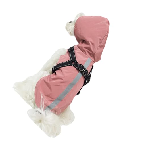 BEALIFE Hunde Regenmantel mit Reflektierung sorgt für Sichtbarkeit bei Nacht, wasserdichte Regenjacke für Hunde mit Kapuze, Polyester, schöne Geschenke, stilvoll, Rosa, 3XL von BEALIFE