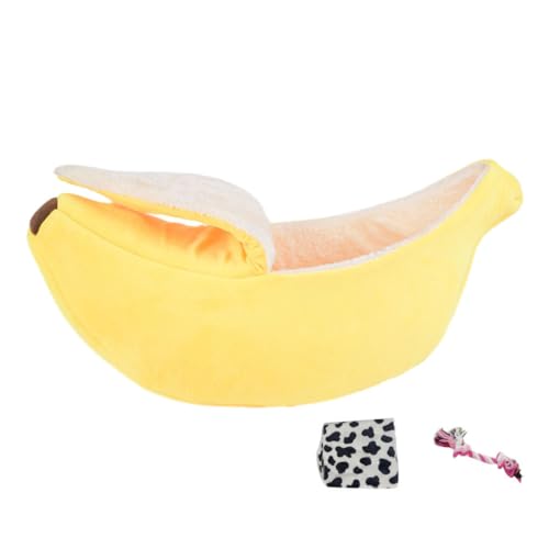 BEALIFE Katzen Bananenbett, verspielt und für einen perfekten Freund, mehrere Größen, Polyester, Hundekorb, Kissen, Hundebett, Haustierbett, Gelb, M von BEALIFE